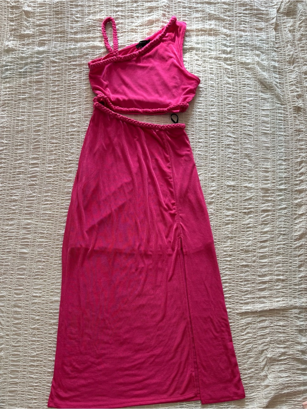 Forever 21 Hot Pink One-Shoulder Cutout Maxi Dress